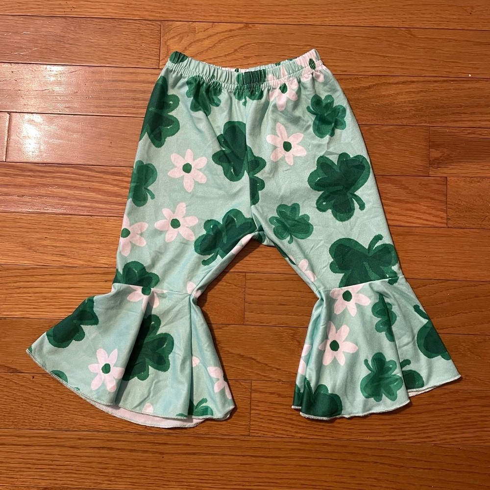 Green Clover Print Flared Pants baby‎ girl 3-6 months